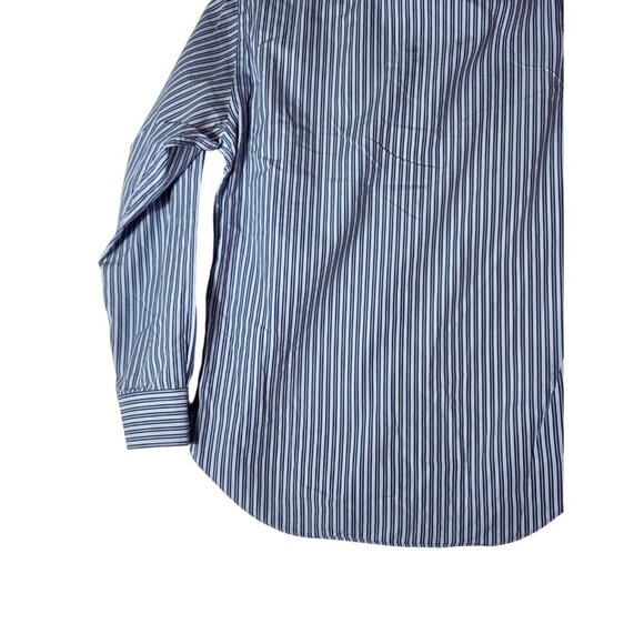 BLACK by Saks Fifth Avenue Men's Dress Shirt Blue White Size 16 34/35 - Picture 7 of 9